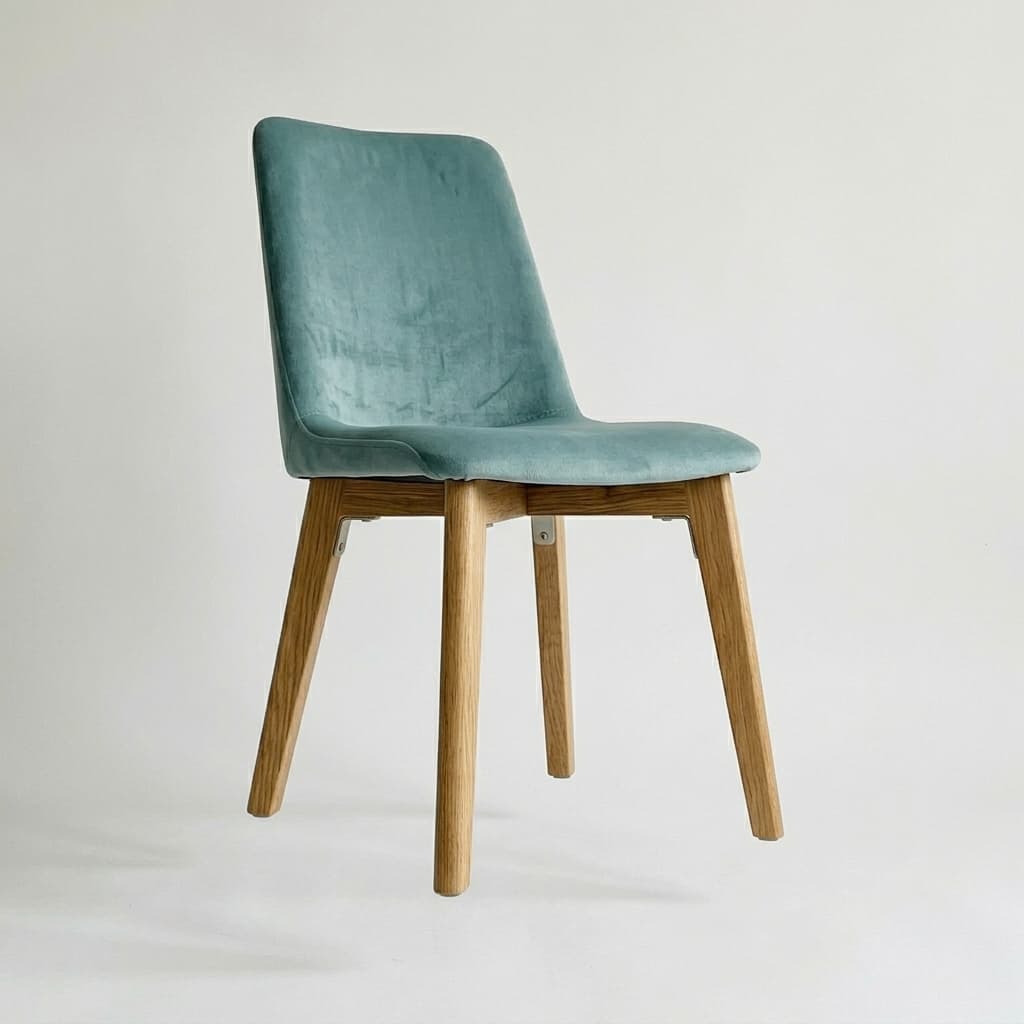 Chair photo: oak legs and velvet seat